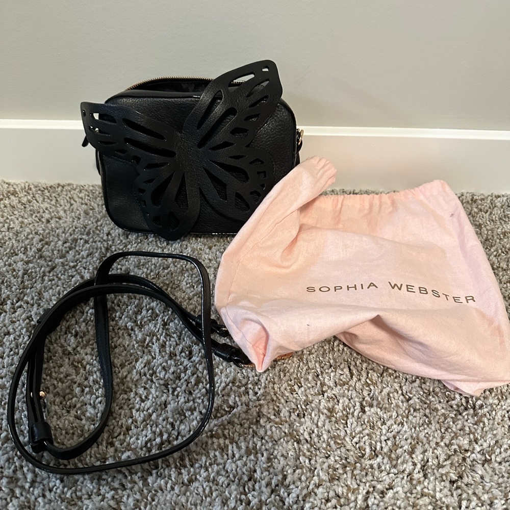 Sophia Webster Flossy camera bag, black